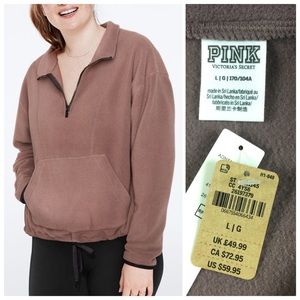 PINK Victoria’s Secret NWT Polar Fleece Half Zip Pullover Sz Large